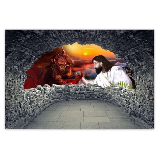 Plakat 120x80 Siłowanie Jezusa z diabłem ZeSmakiem