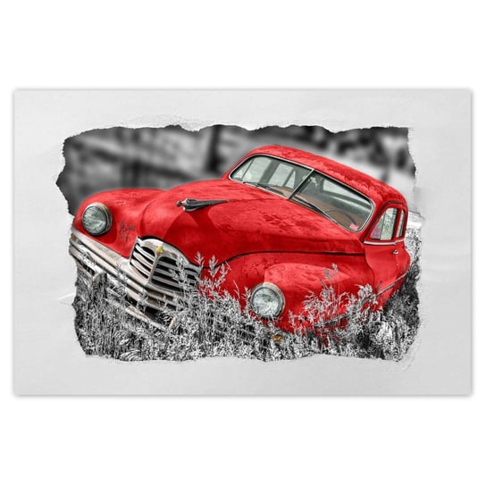 Plakat 120x80 Stary czerwony samochód ZeSmakiem