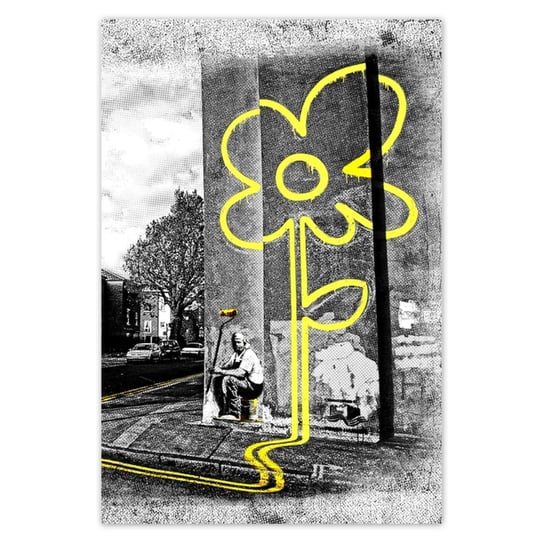 Plakat 135x200 Banksy Żółty kwiatek ZeSmakiem