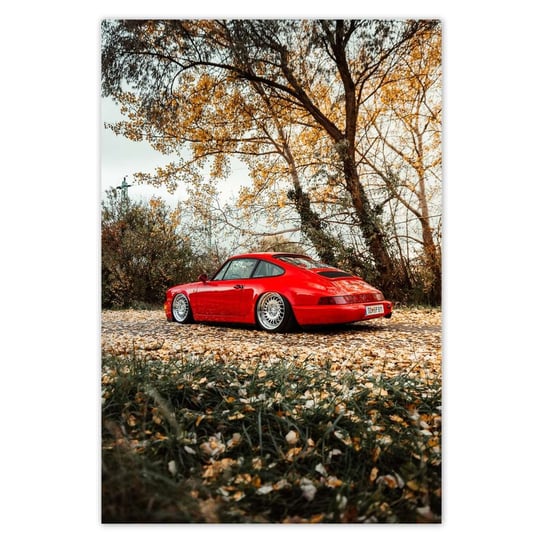 Plakat 135x200 Czerwone Porsche Samochód ZeSmakiem