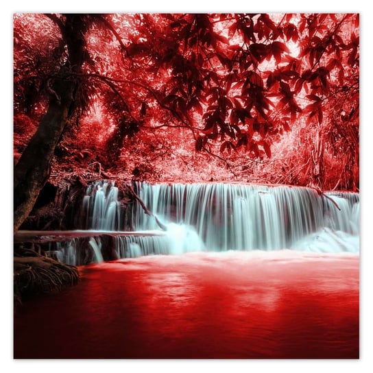 Plakat 140x140 Czerwony wodospad Kaskada ZeSmakiem