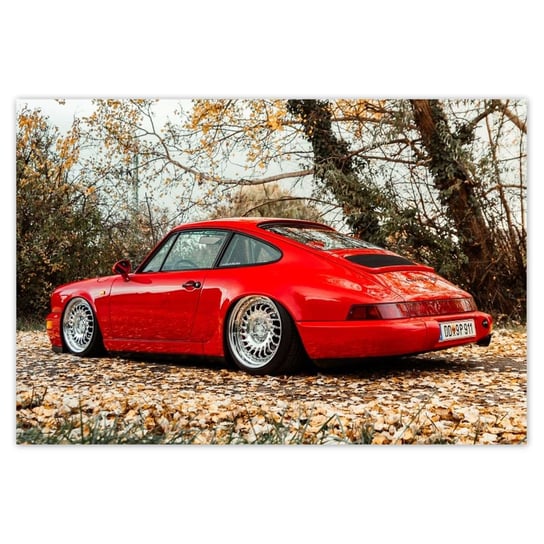 Plakat 155x105 Czerwone Porsche Samochód ZeSmakiem