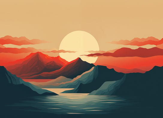 Plakat 18x13cm Zachód Słońca nad Górami Zakito Posters