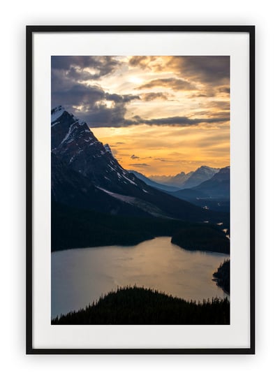 Plakat 18x24 cm Jezioro w górach zachód słońca WZORY Printonia