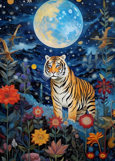 Plakat 25x35cm Tygrys w Ogrodzie Gwiazd Zakito Posters