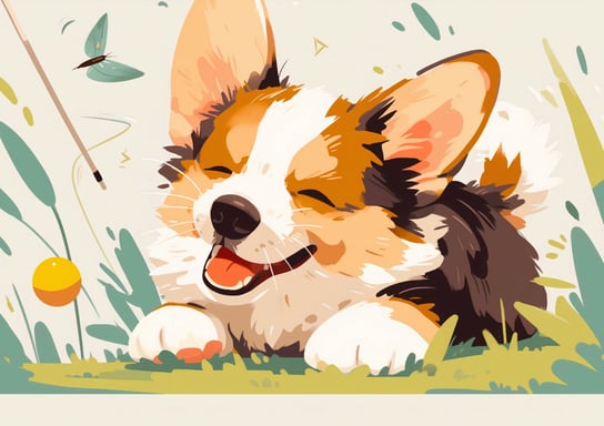 Plakat 29,7x21cm Beztroski Corgi Inna marka