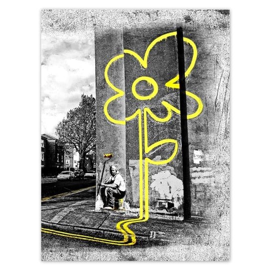 Plakat 30x40 Banksy Żółty kwiatek ZeSmakiem