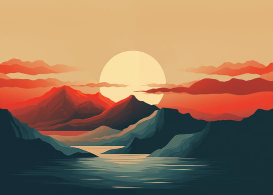 Plakat 35x25cm Zachód Słońca nad Górami Zakito Posters