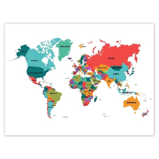 Plakat 40x30 Polityczna mapa świata ZeSmakiem