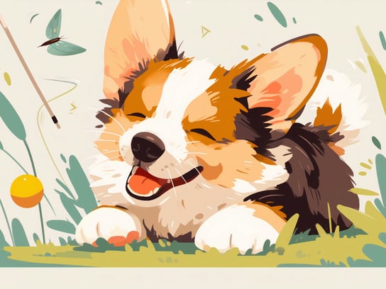 Plakat 40x30cm Beztroski Corgi Inna marka