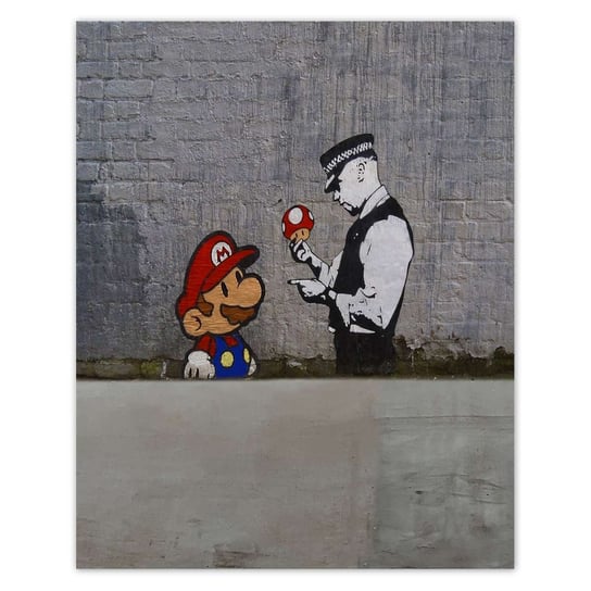 Plakat 40x50 Banksy Grzybiarz Policja ZeSmakiem
