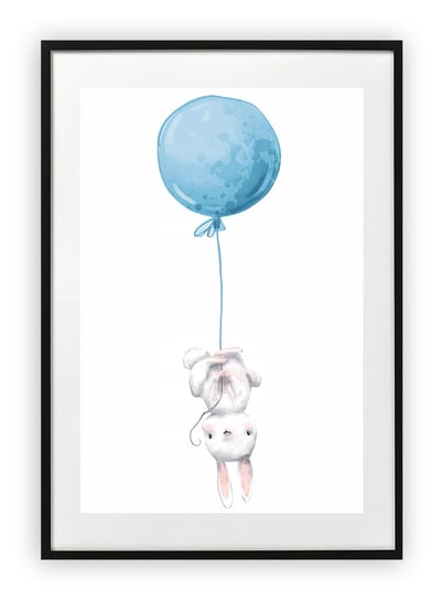 Plakat 40x50 cm Królik balonik niebieski WZORY Printonia