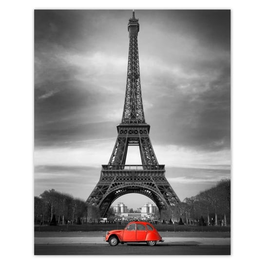 Plakat 40x50 Czerwone Autko Wieża Eiffla ZeSmakiem
