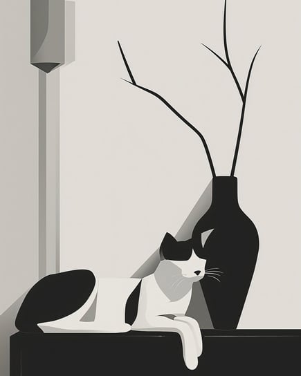 Plakat 40x50cm Kot w Odcieniach Szarości Inna marka