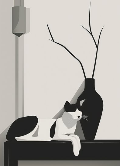 Plakat 40x55cm Kot w Odcieniach Szarości Inna marka