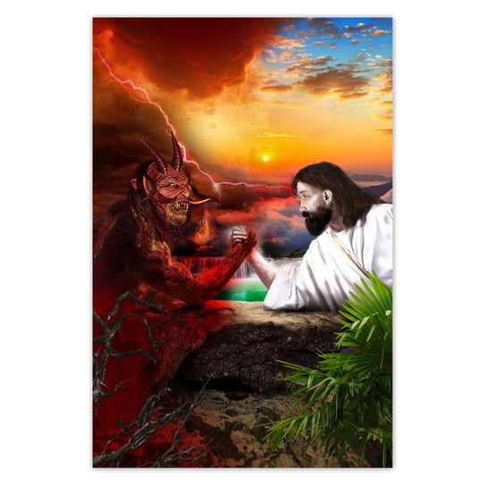 Plakat 40x60 Siłowanie Jezusa z diabłem ZeSmakiem
