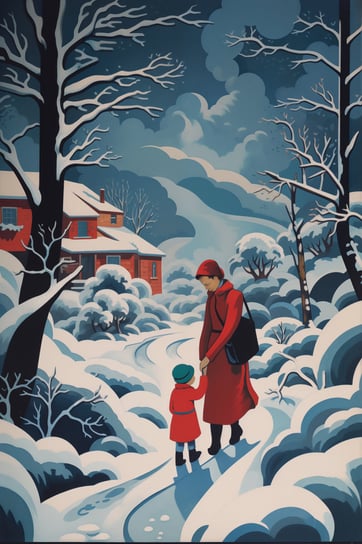 Plakat 40x60cm Matka i Dziecko w Śnieżnej Krainie Zakito Posters