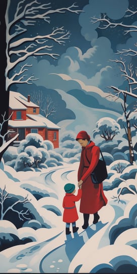 Plakat 50x100cm Matka i Dziecko w Śnieżnej Krainie Zakito Posters