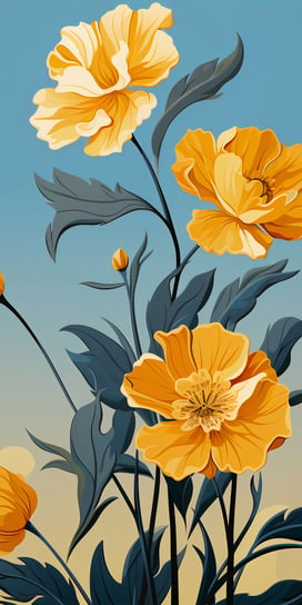 Plakat 50x100cm Złoty Kwiatowy Świt Inna marka
