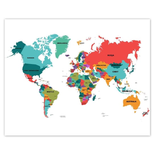 Plakat 50x40 Polityczna mapa świata ZeSmakiem