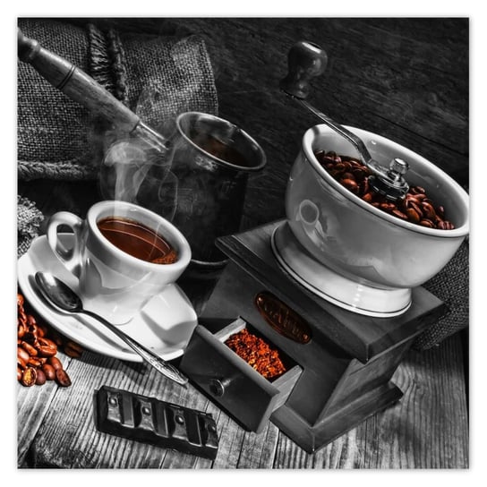 Plakat 50x50 Czarnobiałe zdjęcie kawy ZeSmakiem