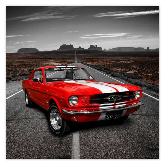 Plakat 50x50 Czerwony Ford Mustang ZeSmakiem
