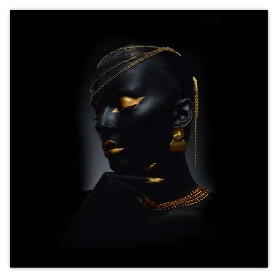 Plakat 50x50 Głowa ze złotymi ozdobami ZeSmakiem