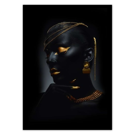 Plakat 50x70 Głowa ze złotymi ozdobami ZeSmakiem