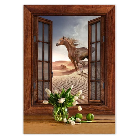 Plakat 50x70 Koń galopujący przez pustynię ZeSmakiem