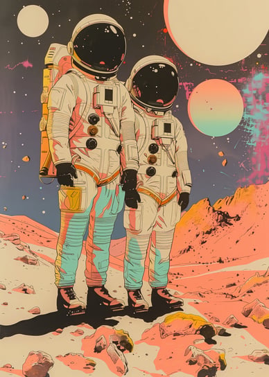 Plakat 50x70cm Astrounauci Kosmonauci Inna marka