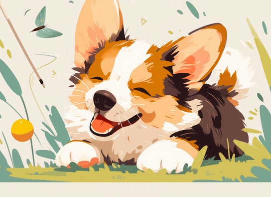 Plakat 55x40cm Beztroski Corgi Inna marka