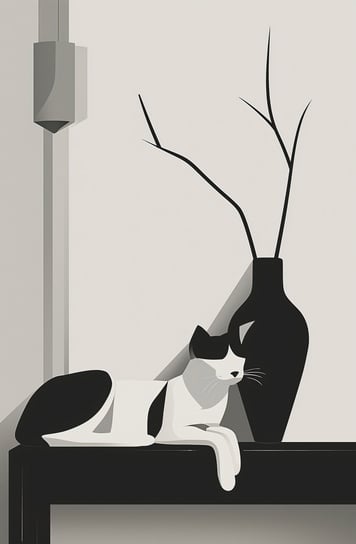 Plakat 56,6x86,4cm Kot w Odcieniach Szarości Inna marka