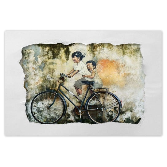 Plakat 60x40 Banksy Dzieciaki Rower ZeSmakiem