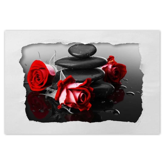 Plakat 60x40 Czerwone róże Kamienie ZeSmakiem
