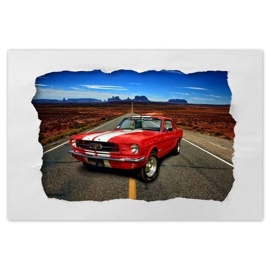 Plakat 60x40 Czerwony Ford Mustang USA ZeSmakiem