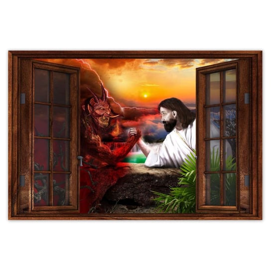 Plakat 60x40 Siłowanie Jezusa z diabłem ZeSmakiem