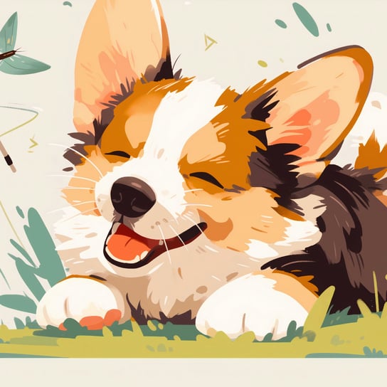 Plakat 60x60cm Beztroski Corgi Inna marka