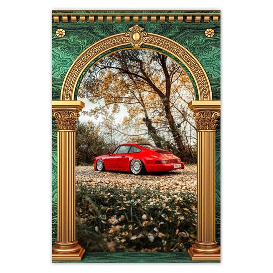 Plakat 60x90 Czerwone Porsche Samochód ZeSmakiem
