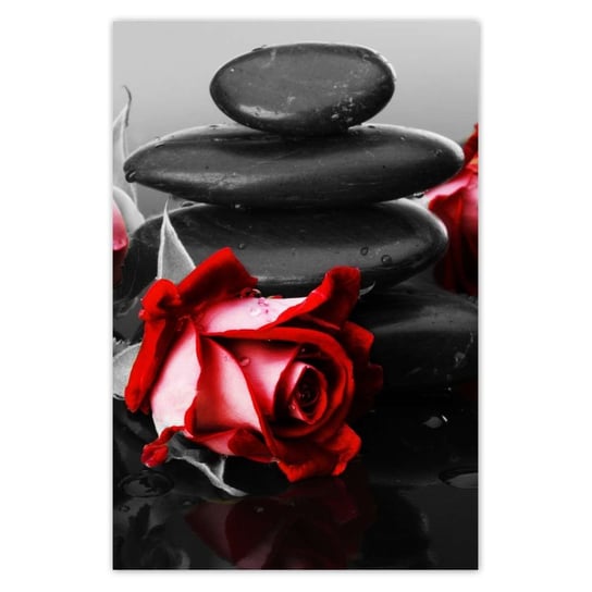 Plakat 60x90 Czerwone róże Kamienie ZeSmakiem