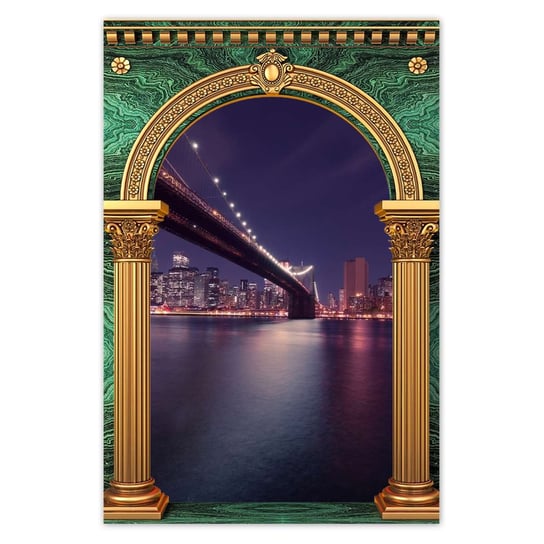 Plakat 60x90 Most nocą USA Nowy York ZeSmakiem