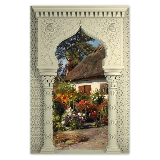 Plakat 60x90 Wiejski domek z kwiatami ZeSmakiem