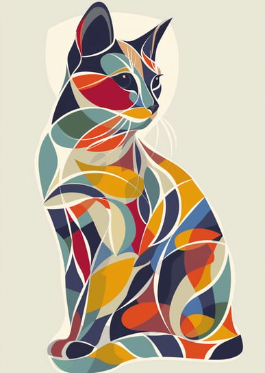 Plakat 64x90cm Kalejdoskopowy Kot Inna marka