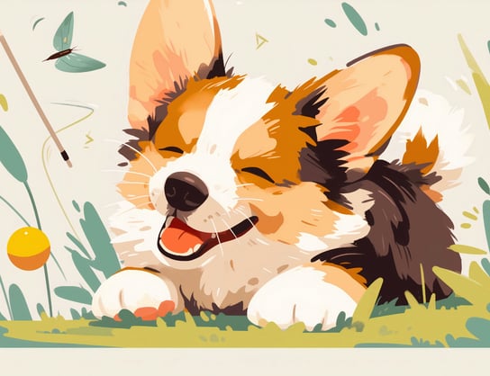 Plakat 65x50cm Beztroski Corgi Inna marka