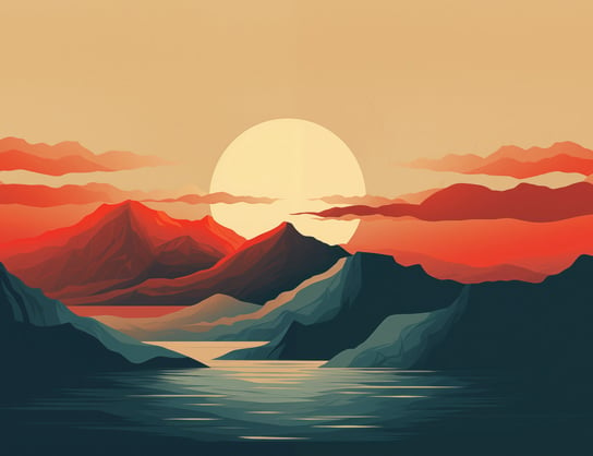 Plakat 65x50cm Zachód Słońca nad Górami Zakito Posters