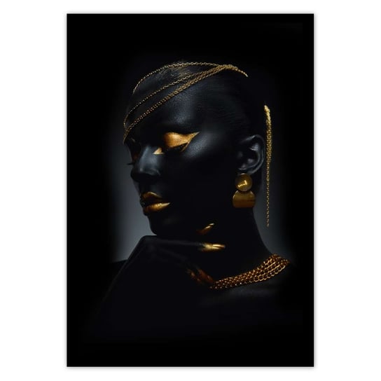 Plakat 70x100 Głowa ze złotymi ozdobami ZeSmakiem