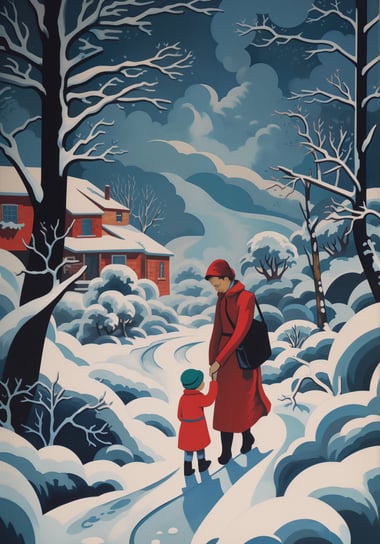 Plakat 70x100cm Matka i Dziecko w Śnieżnej Krainie Zakito Posters