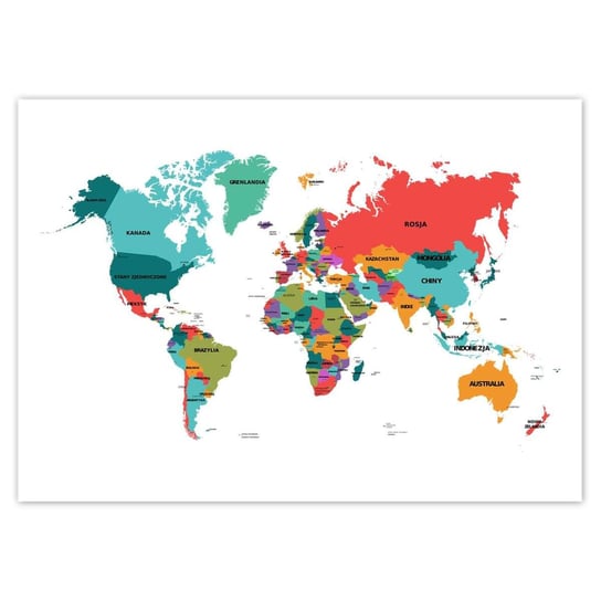Plakat 70x50 Polityczna mapa świata ZeSmakiem