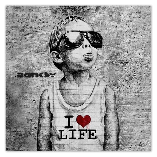 Plakat 70x70 I love life Banksy ZeSmakiem