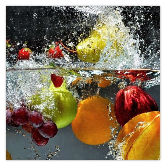Plakat 70x70 Owoce wpadające do wody ZeSmakiem
