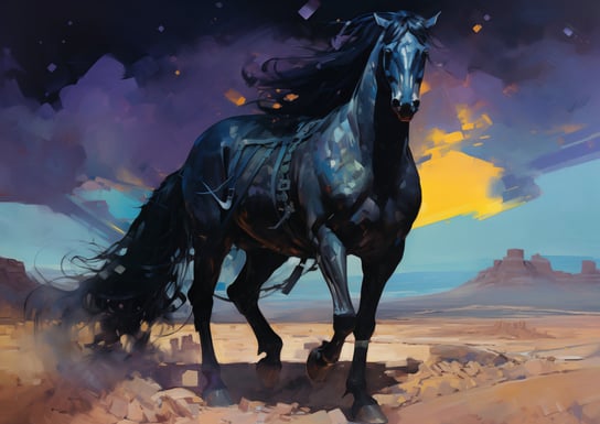 Plakat 84x59,5cm Czarny Koń Własnego Wyścigu Inna marka